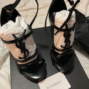 Yves Saint Laurent Black Strappy Heels